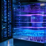 Representação abstrata de códigos criptográficos analisados por inteligência artificial em uma infraestrutura digital